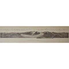 Circa 1885 Original Swiss Alps Eggishorn Aletsch Glacier Panorama by C. Bertrand