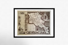 1968 Original Soviet Armenia Pictorial Architectural Map by Grigor Avaguian