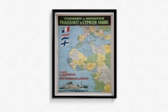 Affiche originale représentant une carte de l'Afrique maritime, datant de 1958 environ, réalisée par Roger Chapelet
