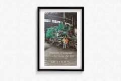 1972 Original French Mulhouse Railway Museum Steam Train Poster by Albert Brenet