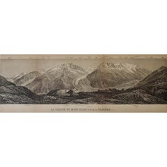 Circa 1880 Original Mont Blanc from La Flegere French Alps Panorama Print