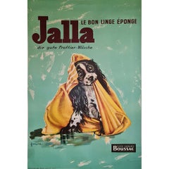 1954 Original Pierre Couronne Jalla Boussac Spaniel French Textile Poster