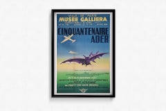 1947 Original-Plakat von R. A. Drouot zur französischen Luftfahrtausstellung „Clément Ader“