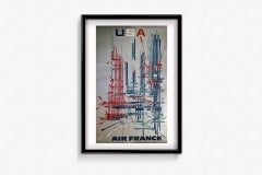 Affiche de voyage abstraite originale de Georges Mathieu pour Air France (États-Unis), 1967
