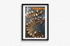 1971 Original Georg Gerster Swissair Hong Kong Aerial Travel Poster