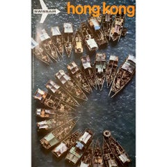 1971 Original Georg Gerster Swissair Hong Kong Aerial Travel Poster
