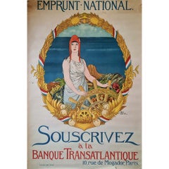 Circa 1920 Original Poster by Jean Droit Banque Transatlantique National Loan