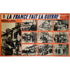 1945 Original Poster La France Fait la Guerre Liberation of Colmar WWII