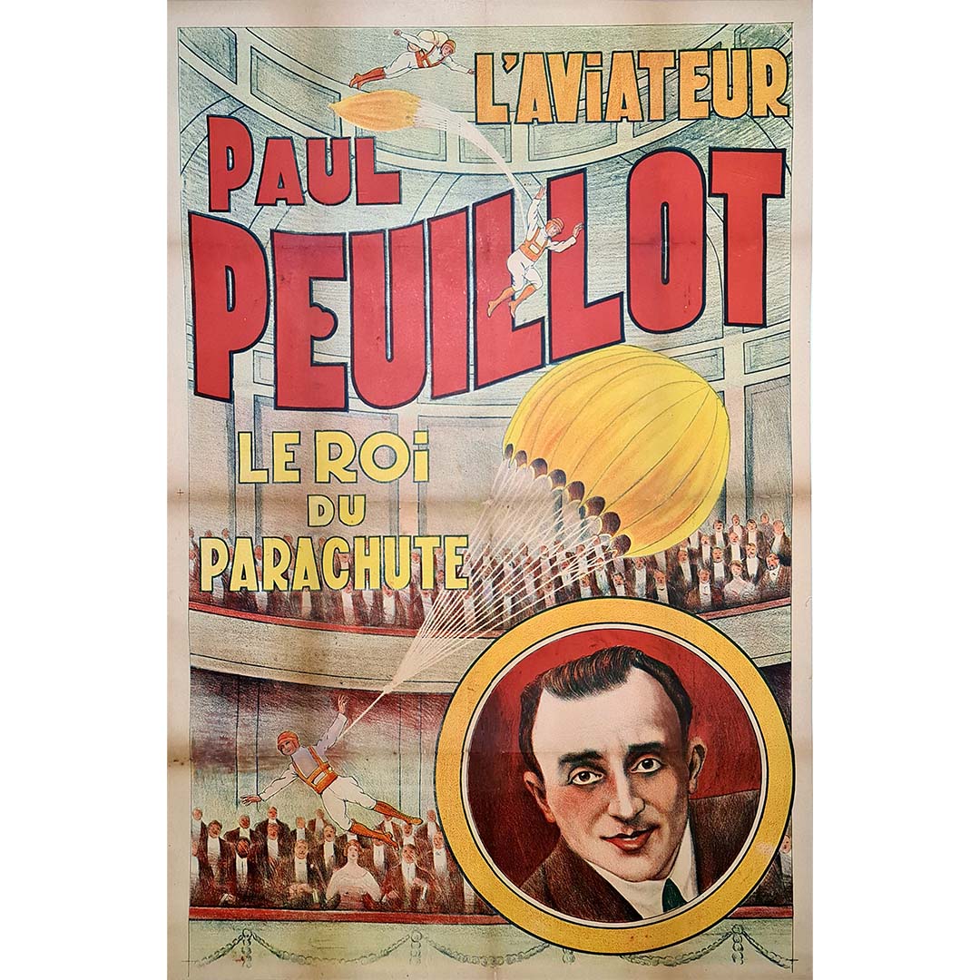 Unknown Abstract Print - Circa 1925 Original Poster L'Aviateur Paul Peuillot King of the Parachute