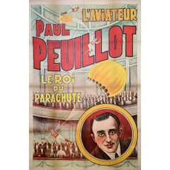 Circa 1925 Original Poster L'Aviateur Paul Peuillot King of the Parachute