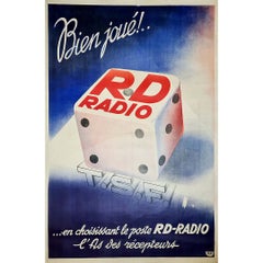 Circa 1950 Original Poster by Gispert RD Radio TSF French Advertising