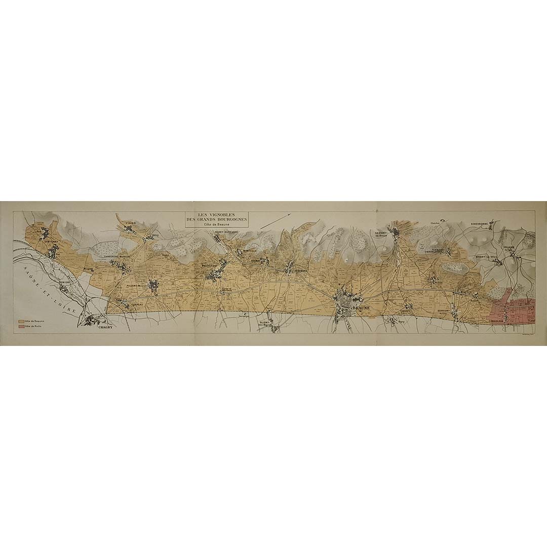 1929 Original Poster Les Vignobles des Grands Bourgognes Burgundy Wine Map