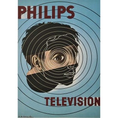 Affiche originale de 1951 par A. M. Cassandre – Téléviseur Philips – Design du milieu du siècle