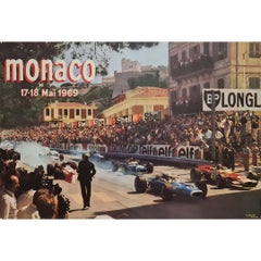 1969 Original Poster by R. Maestri Monaco Grand Prix Formula One Racing