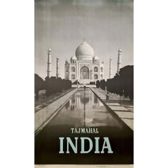 1957 Original Travel Poster Taj Mahal India Government Tourism Photogravure