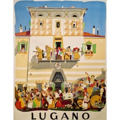 1954 Original Poster by Daniele Buzzi Lugano Grape Harvest Festival Switzerland