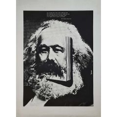 Circa 1972 Original Poster by Grapus Karl Marx Paul Éluard French Political Art