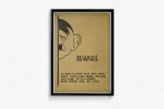 1943 Original Gerald Lacoste Beware Hitler British WWII Propaganda Poster