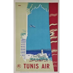 Cartel original de 1951, de Jean Even, «Tunis Air Tunisia»