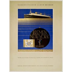 Circa 1930 - Manifesto di Bernd Steiner per la Norddeutscher Lloyd di Brema