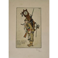 Lithographie de 1915 représentant un soldat de l'armée allemande « Hansi », signée 298/300