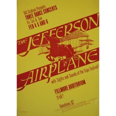 1966 Peter Bailey Jefferson Airplane Fillmore BG-1 Concert Poster