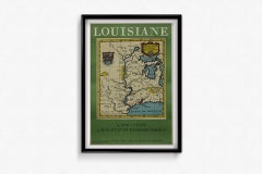 Manifesto originale della mostra della Louisiana del 1954 – Mappa del fiume Mississippi