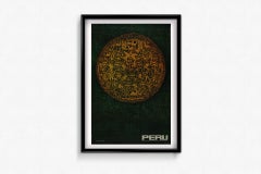 1959 Original Peru Ayacucho Engraved Gourd Travel Poster
