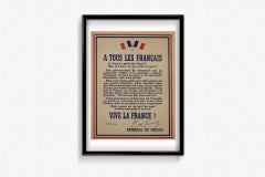 1940 Original General de Gaulle À Tous les Français Poster