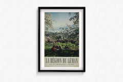 Circa 1960 Original Lake Geneva Region Switzerland Travel Poster