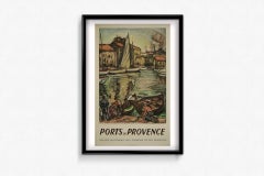Originalplakat der SNCF aus dem Jahr 1949 mit dem Titel „Häfen der Provence“ von Othon Friesz