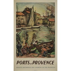 Originalplakat der SNCF aus dem Jahr 1949 mit dem Titel „Häfen der Provence“ von Othon Friesz