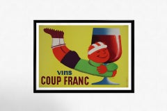 Affiche originale « Vins Coup Franc » de 1950, réalisée par Saint-Genies