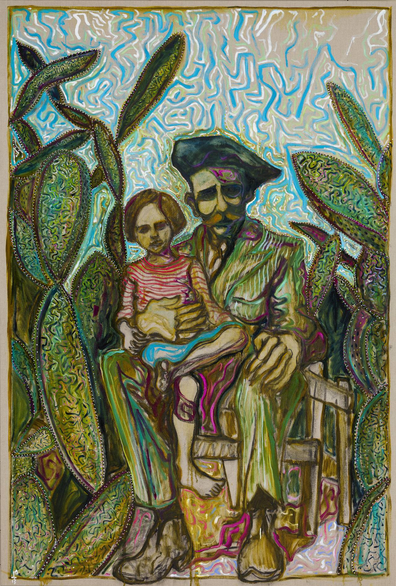 amongst cactus, sitting - Painting by Billy Childish