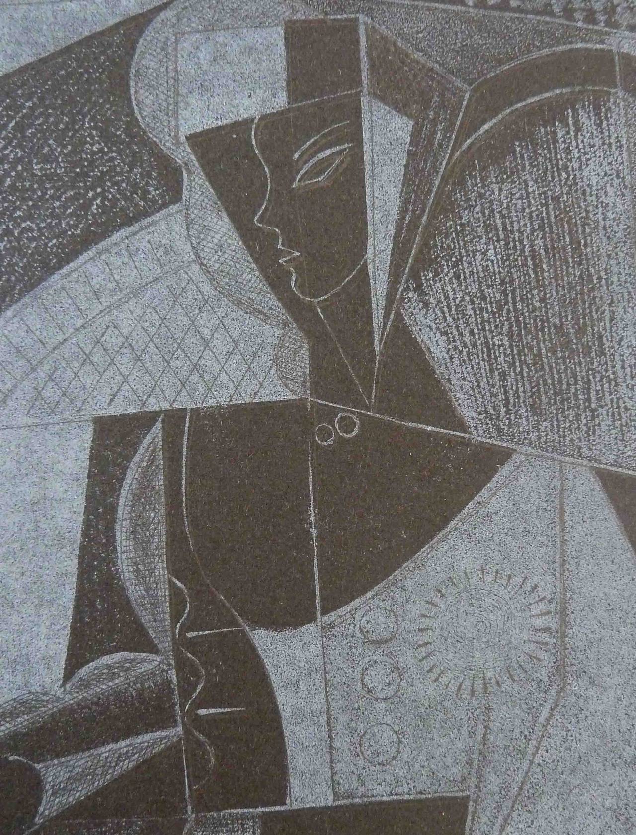 Cubistic Woman, on black paper 1