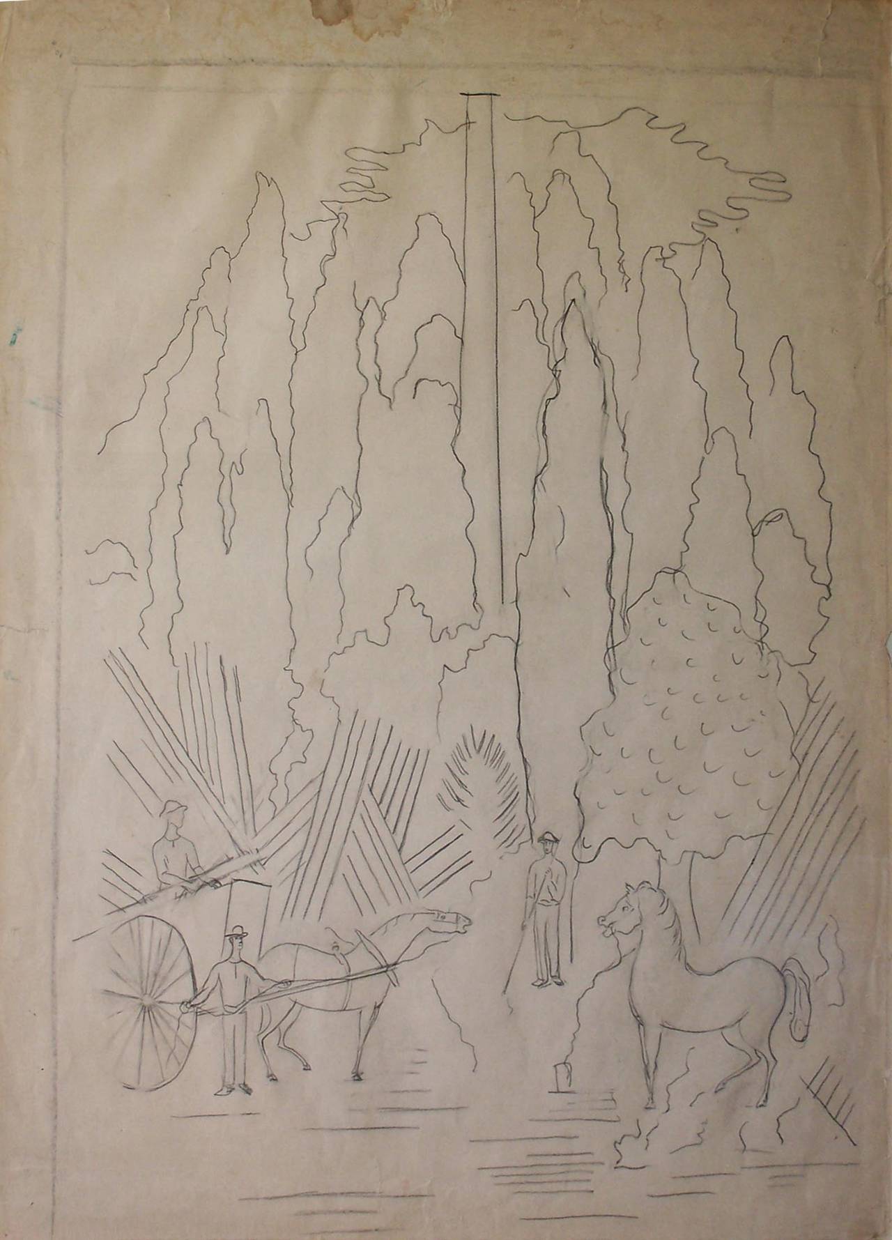 Study for Batavia (The Woodcutters) - Art by Serge Ferat (Sergei Nicolaevitch Comte de Jastrebtsov)