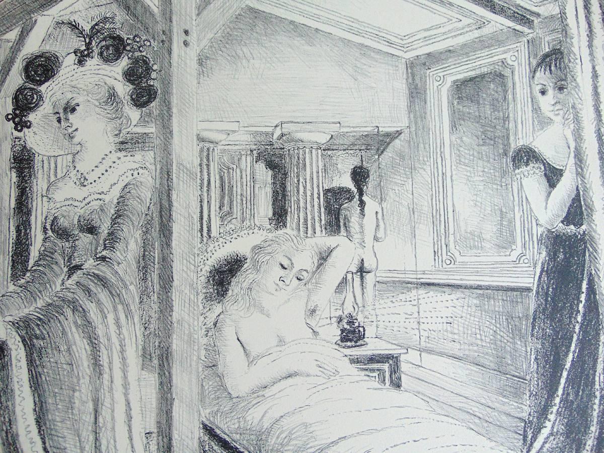 El mar está cerca  La Mer est Proche - Landscape Print Gris de Paul Delvaux