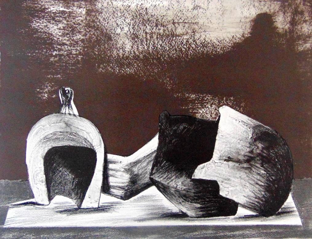 Henry Moore Figurative Print - Reclining Figure in an Interior Setting II