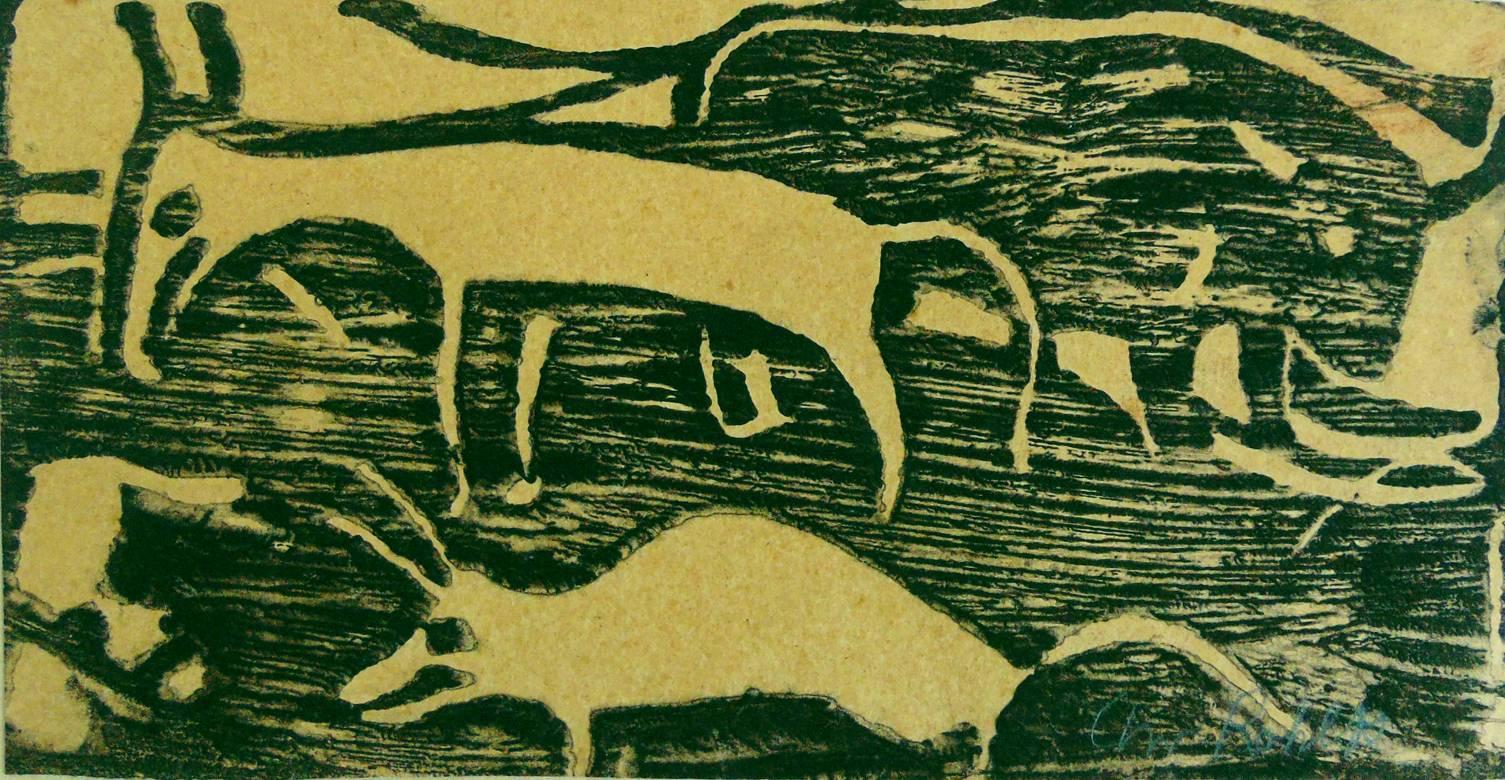 Christian Rohlfs Animal Print - Animals in the Pasture  Tiere auf der Weide