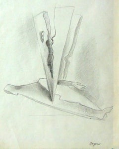 Vintage Surrealist composition with Arm (Graphite)