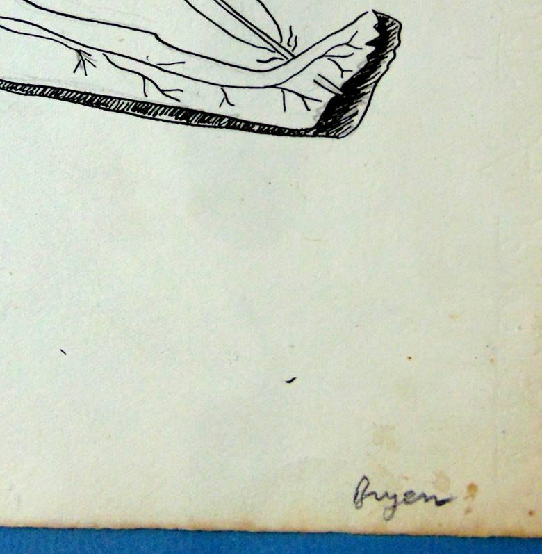 Composizione surrealista con braccio (inchiostro) - Art di Camille Bryen