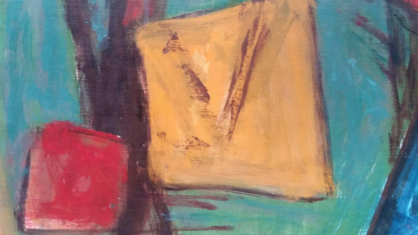 Quadrato giallo, quadrato rosso e triangolo blu - Painting Astratto di Marcel Janco
