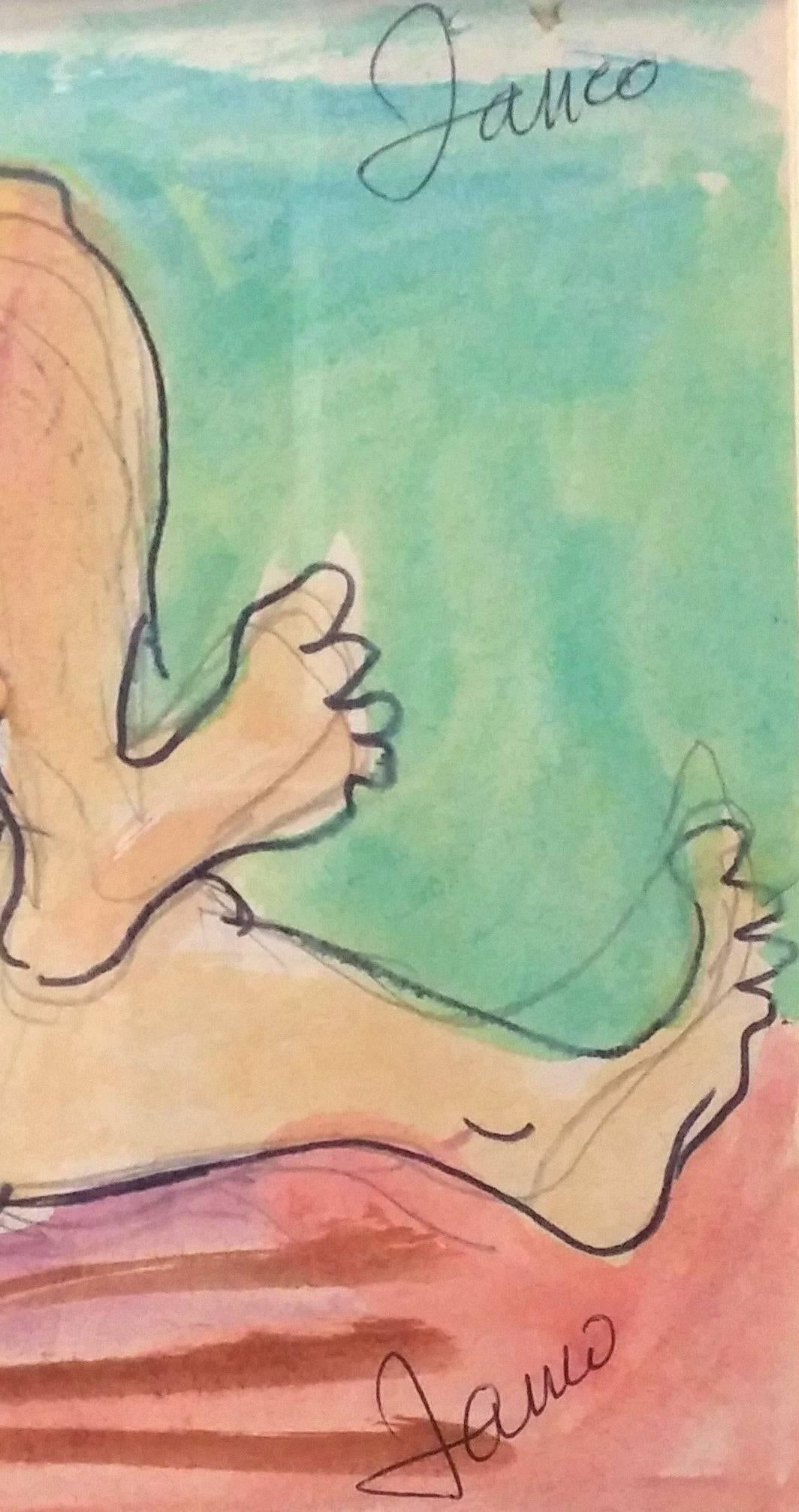 Liegender Akt (Beige), Nude, von Marcel Janco