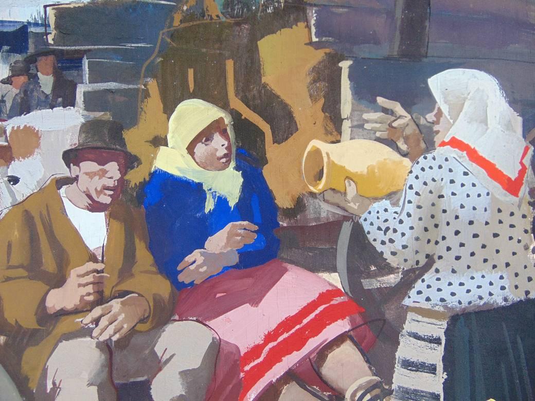 Al mercato - Figurative Painting Grigio di Vilmos Aba-Novak