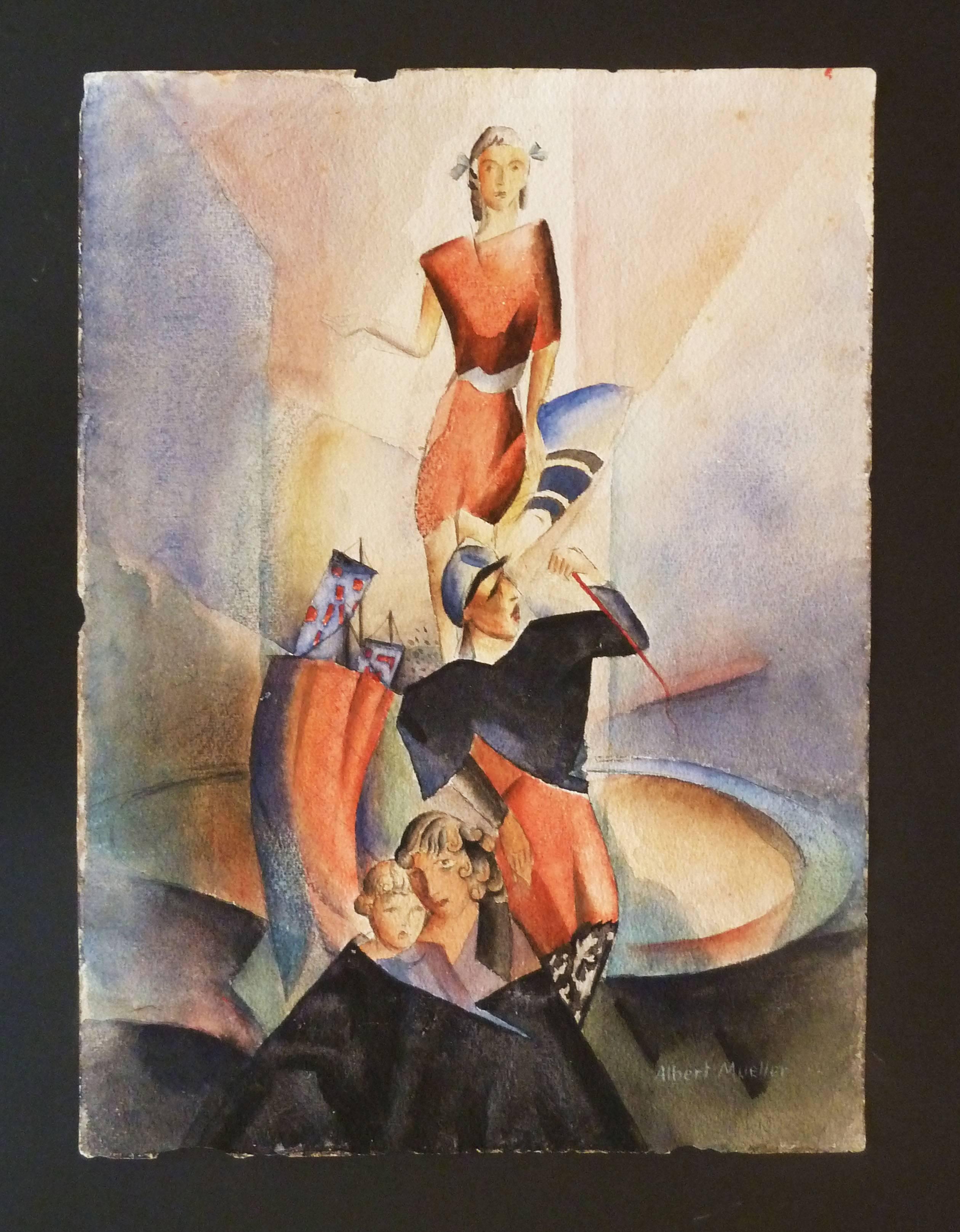 Composition with Sailor / Komposition mit Seemann - Art by Otto Mueller