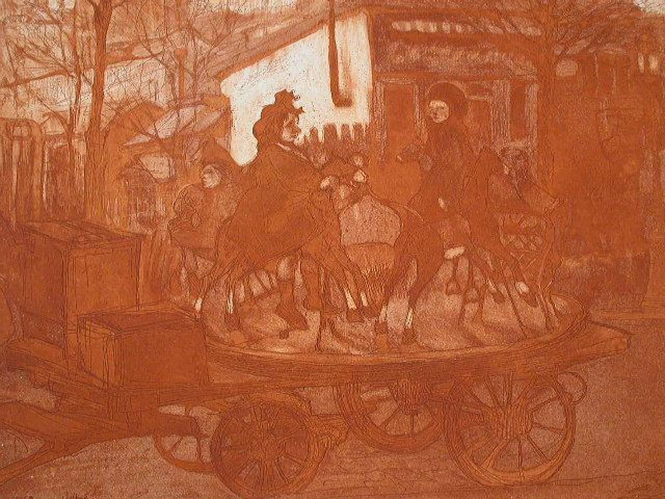 Figurative Print de Jacques Villon - Manége Rue Caulaincourt ou Le Petit Manége Aux Chevaux de Bois