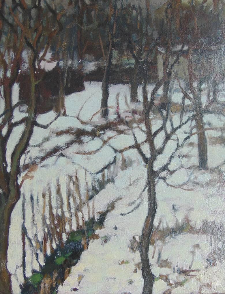 Snowy Undergrowth  Sous Bois Enneigé - Impressionist Painting by Alexandre Altmann