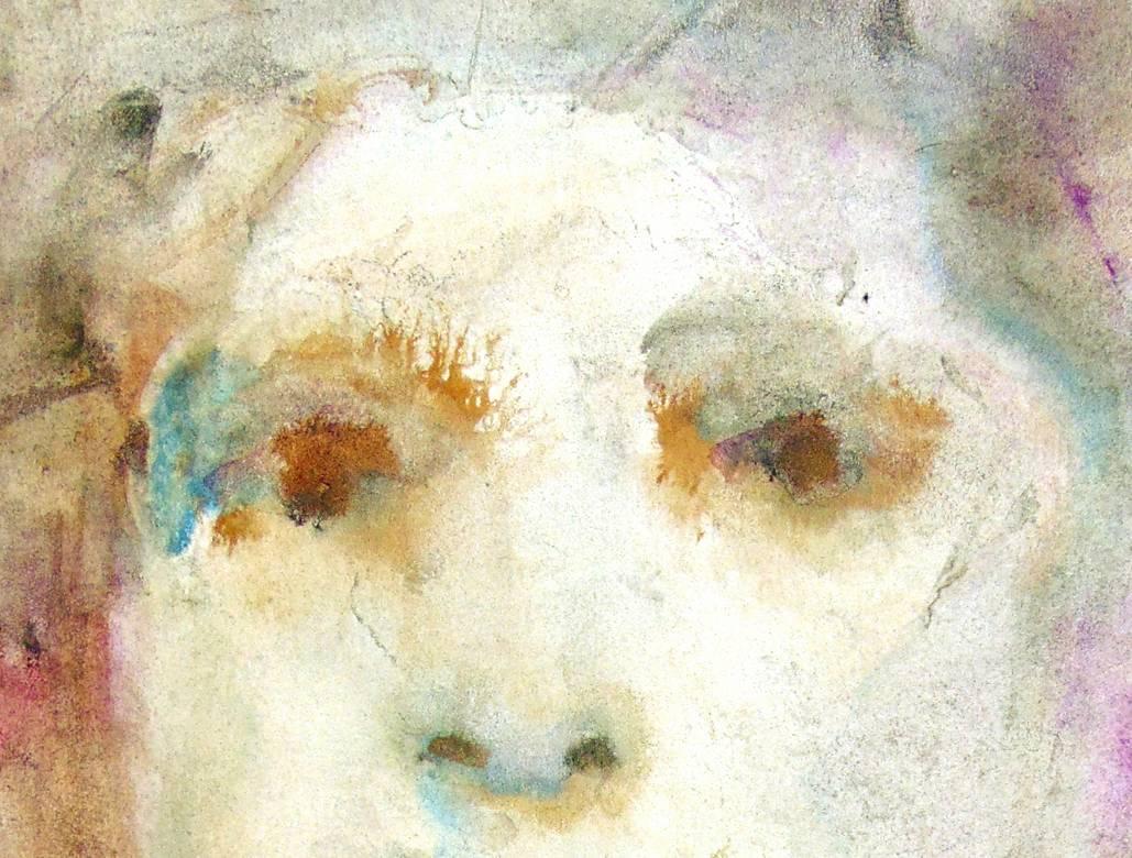 Girl’s face - Beige Portrait by Leonor Fini