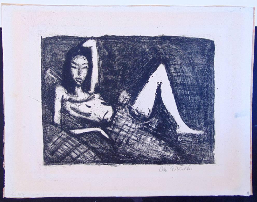 Girl on the Sofa  Mädchen auf dem Kanapee - Print by Otto Mueller