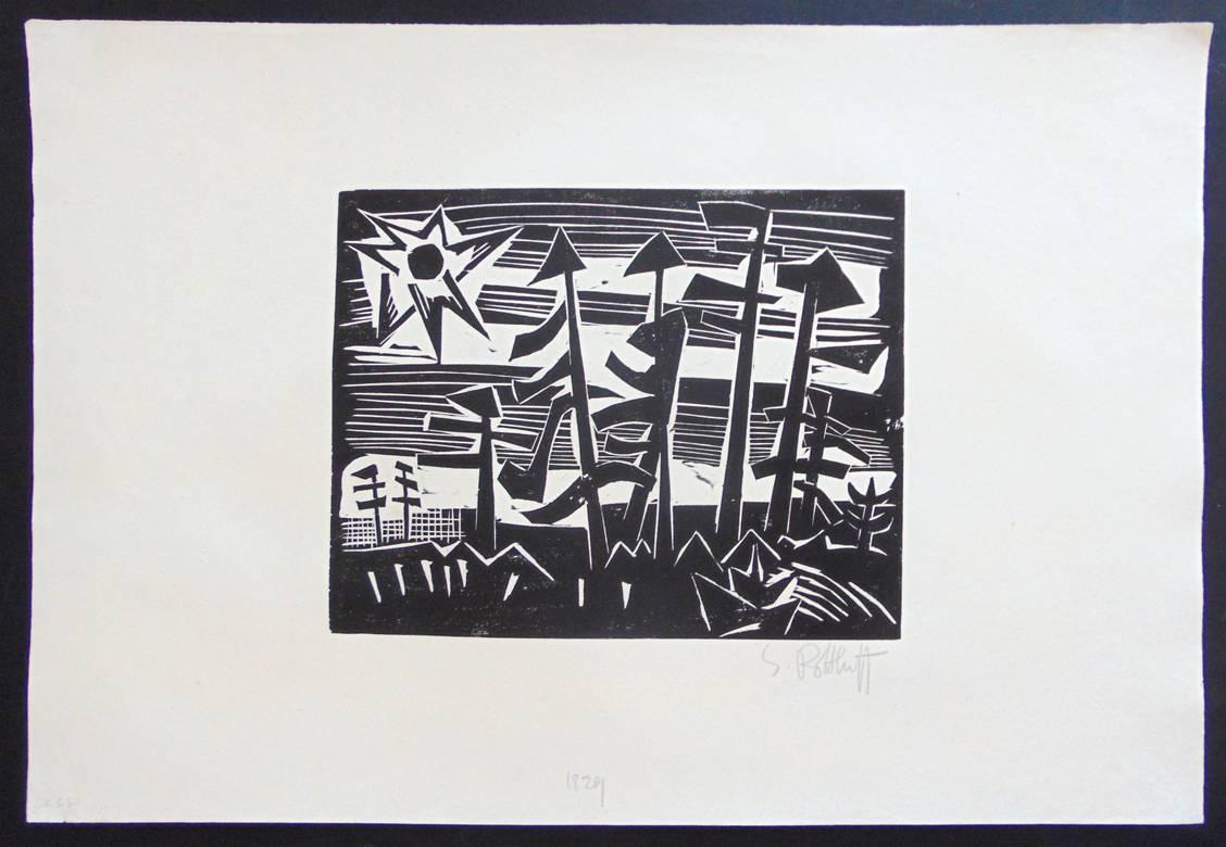 Forêt russe  - Noir Landscape Print par Karl Schmidt-Rottluff